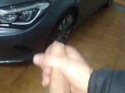 Preview 5 of Horny Guy Fucks the Door of a Mercedes Benz and the Cum Slowly Slides down the Big Fat Cock