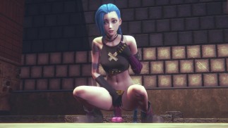Jinx found a pink dildo on the street and rides it