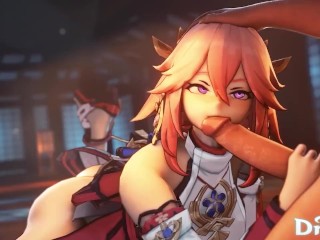 Yae Miko Worship's your Cock and Kisses it Teasing you Genshin Impact 60 FPS HD