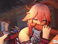 Yae Miko Worship's your cock and kisses it teasing you Genshin Impact 60 FPS HD