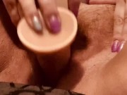 Preview 6 of Hairy BBW plays with wand and dildo