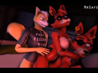 furry animation, animatronic, foxy, anime