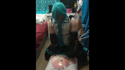 Sissy Pvc Miku Cosplay Inflatable Pillow Hump Cum Eating