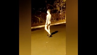 exhibitionism in the street with naked masturbation