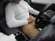 Preview 4 of Rainy day jerk-off in my car in a parking lot, verbal, stroking my cock and cumming