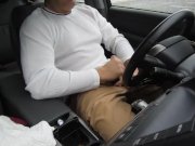Preview 6 of Rainy day jerk-off in my car in a parking lot, verbal, stroking my cock and cumming