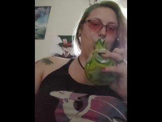 big tits, smoking, solo female, weed