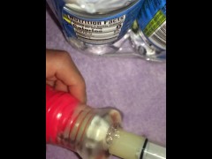 Preparing fake pussy creampie with 10 loads of my saved cum