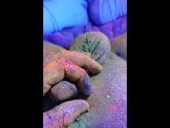 solo male blacklight glow body paint art session - more visually stunning than sexy