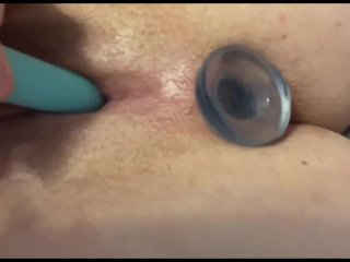 LOUD MOANING ANDSQUIRTING: Fucking Myself with a BUTT PLUG, DILDO& VIBRATOR