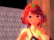 Preview 1 of Pyra fucks and sucks two studs at a Smash Bros retreat - Xenoblade Chronicles 2 (3D Hentai)