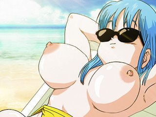 big tits, public, blue hair, dragon ball z hentai