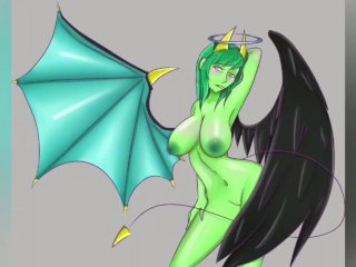 art, wings, green, sexy