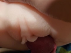 Young guy fucks his toy, huge cum load