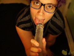 Slobbing on That Dildo | Deephthoat POV Blowjob - Watch me Spit on Your Cock and Suck it Dry