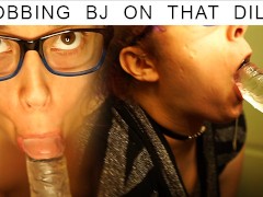 Slobbing on That Dildo | Deephthoat POV Blowjob - Watch me Spit on Your Cock and Suck it Dry