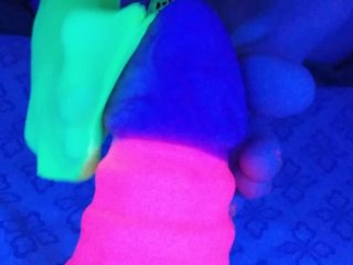 Raveella Blue Light Footjob/ Bad DragonCum