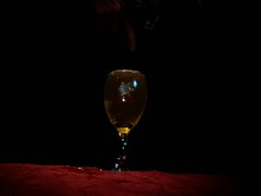 Wine Glass Overflows from Strong Urine Stream Drink Up!