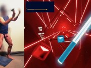 Preview 5 of Expert Beat Saber player enjoying a remote-controlled vibrator for extra VR immersion