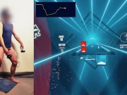 Preview 6 of Expert Beat Saber player enjoying a remote-controlled vibrator for extra VR immersion