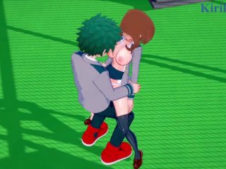 Ochako Uraraka and Izuku Midoriya have deep sex on the school roof. - My Hero_Academia Hentai