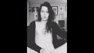 Tgirl masturbates in her home office...