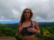 Preview 2 of Horny Cumwhore GF Gives Quick Sloppy Deepthroat BJ on Mountain Hike - Licks up ALL my Jizz