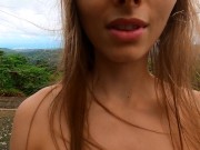 Preview 3 of Horny Cumwhore GF Gives Quick Sloppy Deepthroat BJ on Mountain Hike - Licks up ALL my Jizz