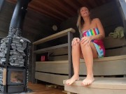 Preview 1 of Polish amateur couple - pussy creampie in sauna