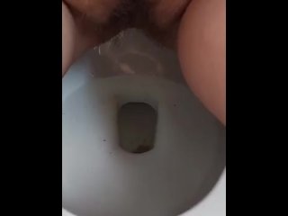 Hairy Pussy Peeing in Toilet
