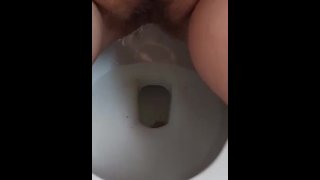 Buceta peluda fazendo xixi no banheiro 
