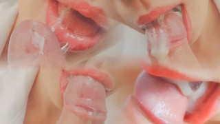 Close-Up Of A Cumshot Compilation In The Stepdaughter's Mouth
