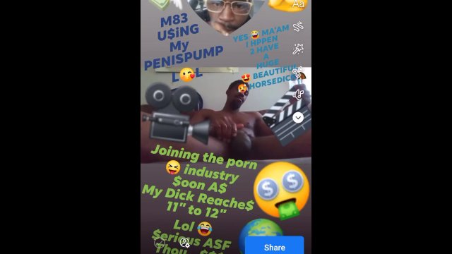 Pumping up a huge horse length Dick lol Cum C for your beautiful selves