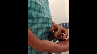Teen wanking on public toilet