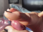 Preview 3 of Morning footjob close up under the rays of the sun