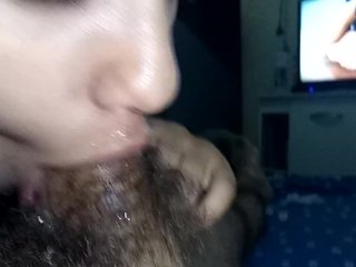 Sucking Me Aroused by Porn, She Sat and Ejaculated Twice with Me_Washing HerOf Cum