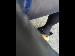 野外女装ハイヒールで踏み潰しクラッシュフェチ