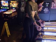 Preview 1 of Brazenly flashing boobs in a busy arcade