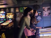Preview 3 of Brazenly flashing boobs in a busy arcade