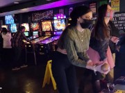 Preview 5 of Brazenly flashing boobs in a busy arcade