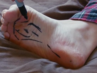 Cute Male Feet Tickled with Sharpie