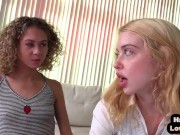 Preview 1 of Tiny handjob babes jerking pov dick in erotic threesome