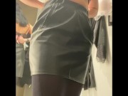 Preview 1 of Sexy Big Ass Babe in public changing room trying on Lingerie