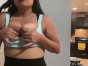 Preview 3 of Mommy’s milky tits bounce and squeezed on treadmill lactation