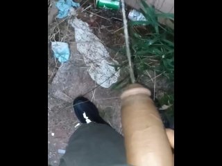 Big black dick pissing in public
