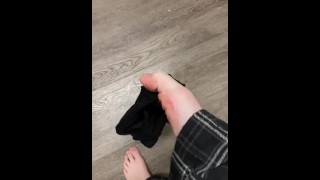 POV my hands were full so I used my feet to pick up my underwear
