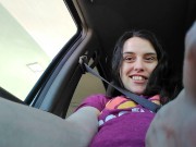 Preview 5 of Hairy Pussy Flashing Outside Public Gas Station Car Passenger Seat PinkMoonLust Bush Cunt Flash