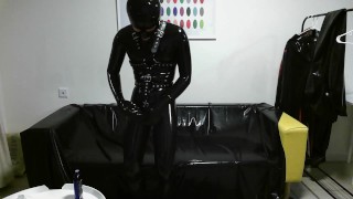 lube up into triple catsuit quadruple sheath with harness