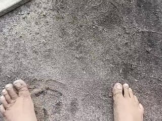 Playing in the dirt with my feet 
