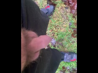 Pissing Outdoors Uncut Hairy Dick